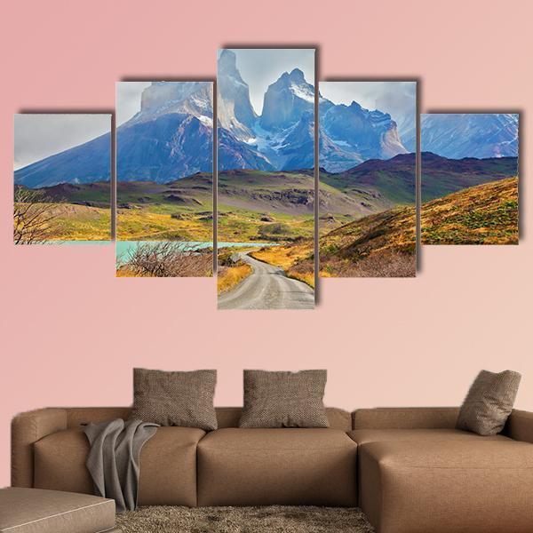 Majestic Peaks Of Los Kuernos Over Lake Pehoe – Nature Canvas Wall Art
