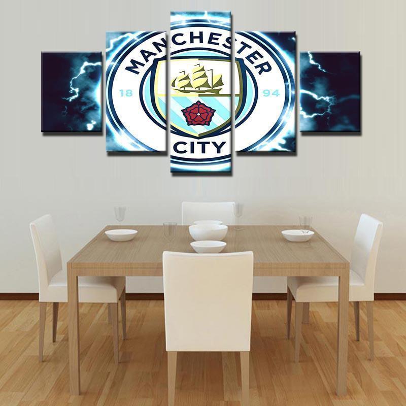 Manchester City Thunder Logo Soccer – Canvas Wall Art