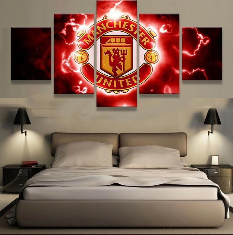 Manchester United Thunder Logo Soccer Canvas Wall Art