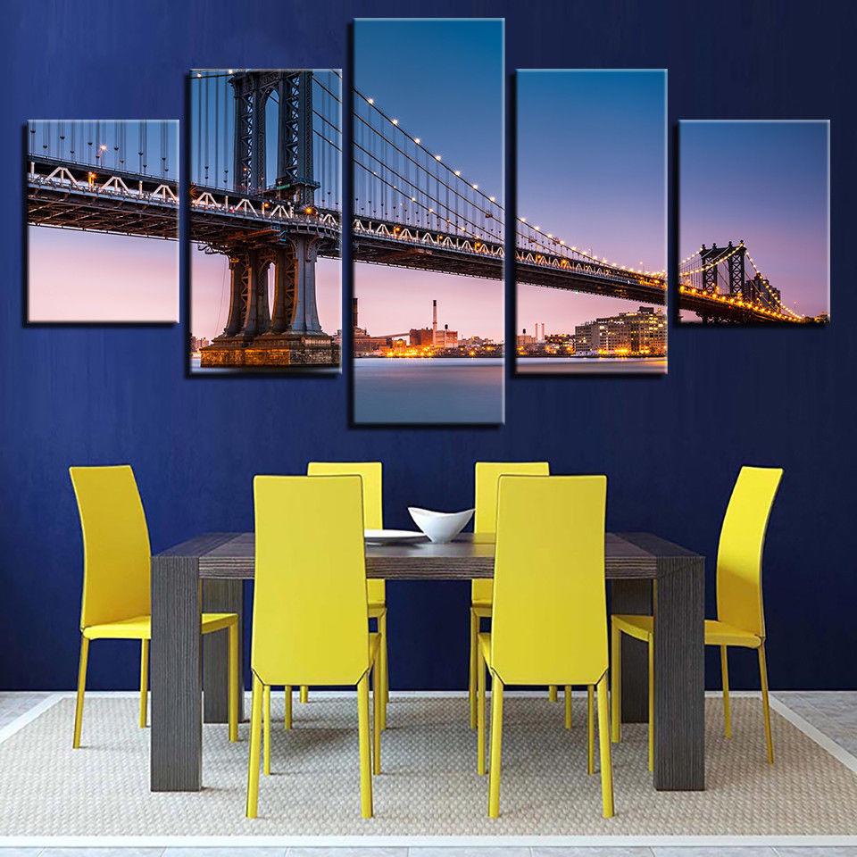Manhattan Bridge New York City Night – Nature Canvas Wall Art