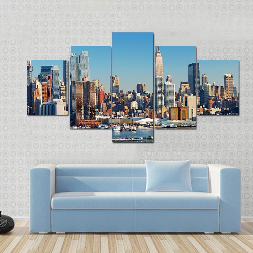 Manhattan With Empire State Building, New York – Nature Canvas Wall Art