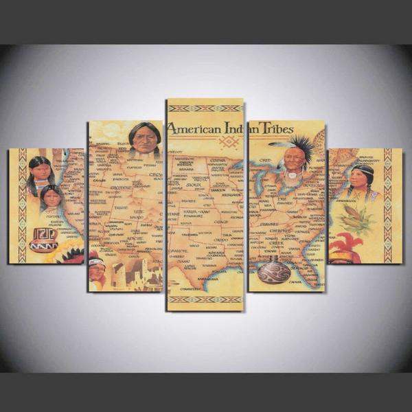 Map Of American Indians – Abstract Canvas Wall Art