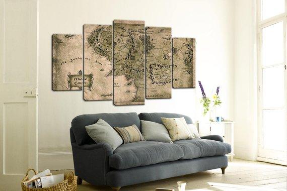 Map Of Middle Earth – The Lord Of The Rings – Movie Canvas Wall Art