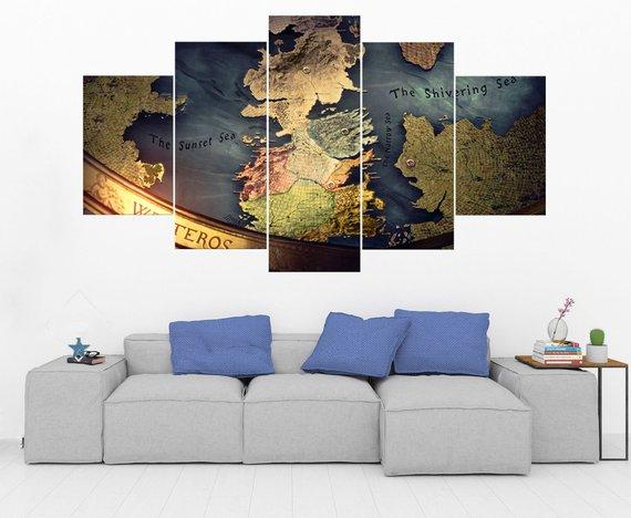 Map Of Westeros Game Of Thrones 3 – Movie Canvas Wall Art
