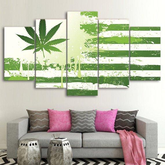 Marijuana Green Flag – Abstract Canvas Wall Art