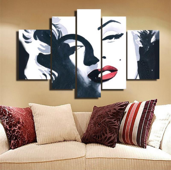 Marilyn Monroe Black White Red – Abstract Famous Person Canvas Wall Art