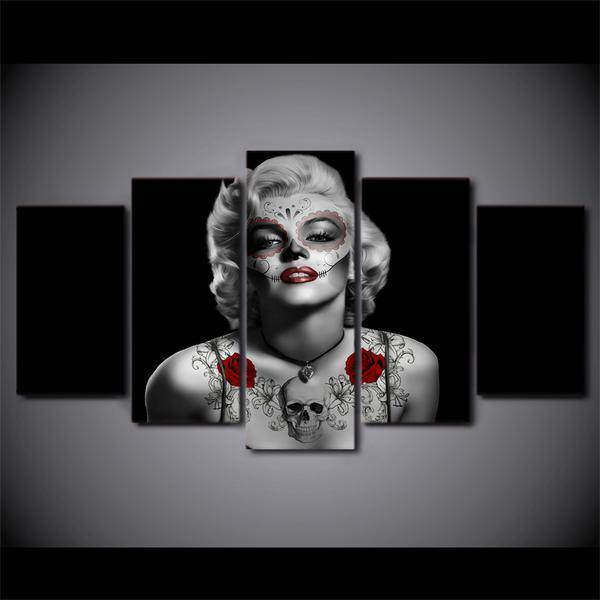Marilyn Monroe Tattoo Red Rose Celebrity And Abstract Canvas Wall Art