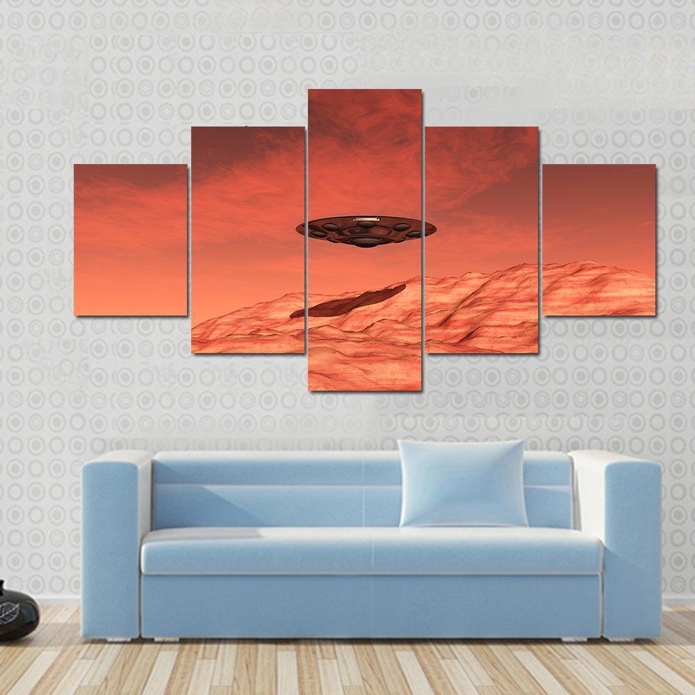 Mars Spaceship Landing On Mars – Nature Canvas Wall Art