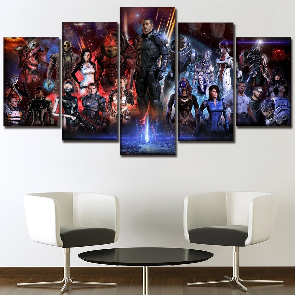Mass Effect Full Characters Poster Gaming Canvas Wall Art