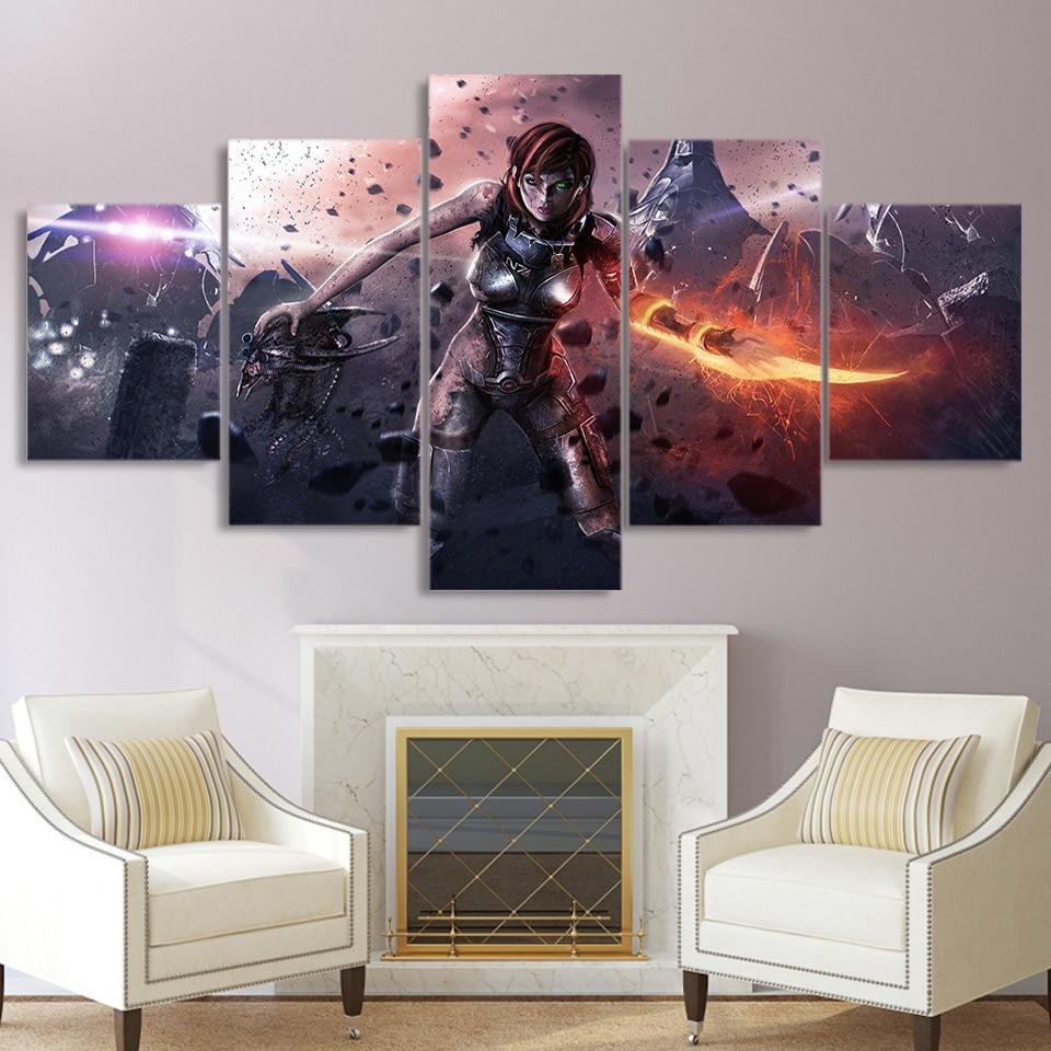 Mass Effect Female Warrior Gaming Canvas Wall Art
