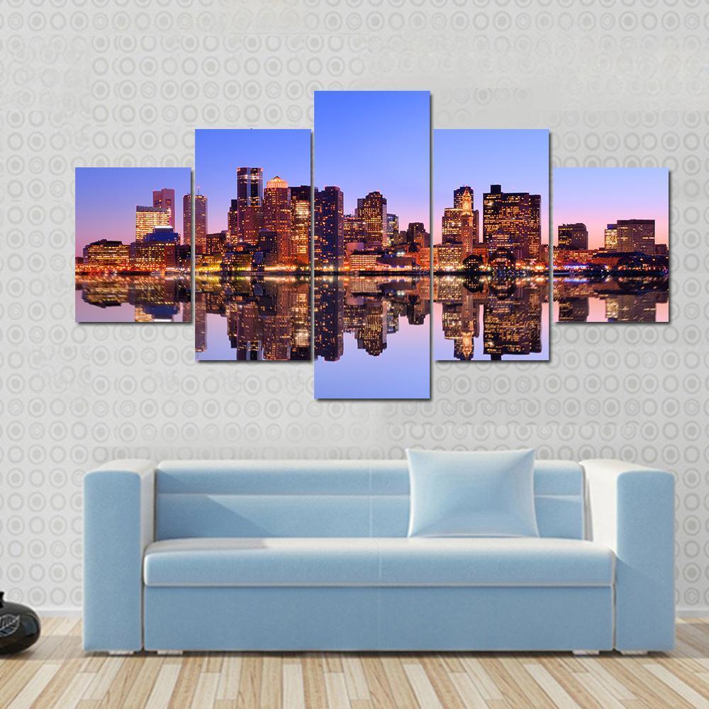 Massachusetts View From Boston Harbor – Nature Canvas Wall Art
