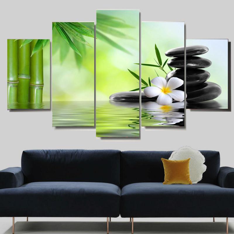 Massage Hot Stone And White Flower – Nature Canvas Wall Art