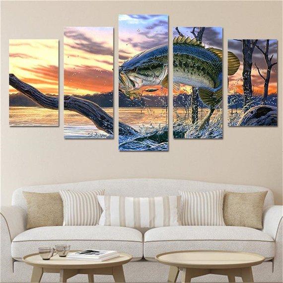 Master Angler Bass Fish – Animal Canvas Wall Art