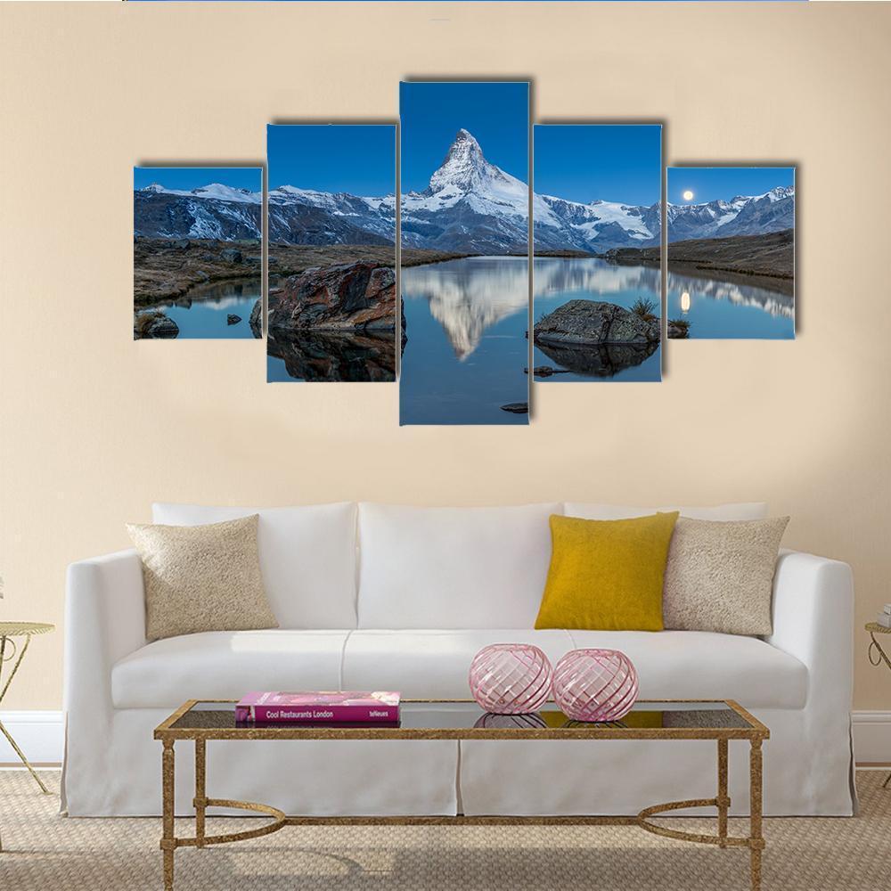 Matterhorn With Reflection In Stelli Lake – Nature Canvas Wall Art