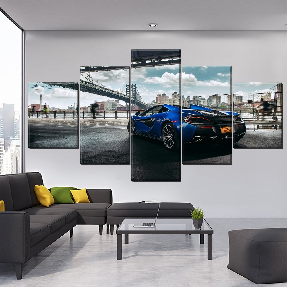 Mclaren 570S Blue Sports Rear Car – Canvas Wall Art