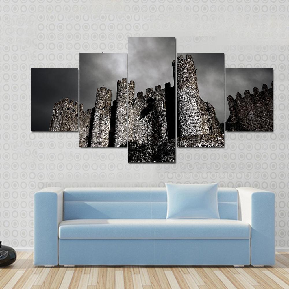 Medieval Castle At Night With Stormy Sky – Nature Canvas Wall Art