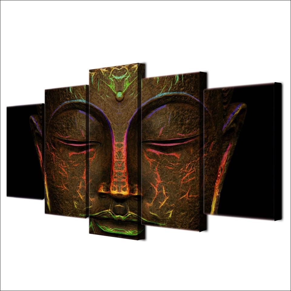 Metal Buddha Face – Religion Canvas Wall Art