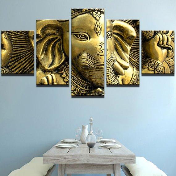 Metallic Ganesha Hindu – Religion Canvas Wall Art