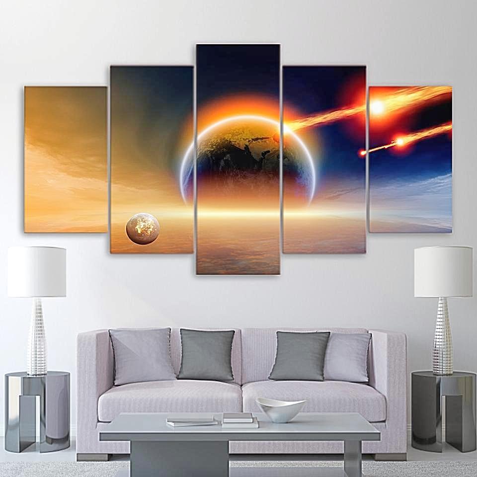 Meteorite Hits The Earth – Space Universe Canvas Wall Art