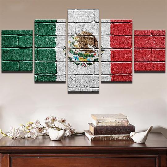 Mexican Flag Brick Pattern – Abstract Canvas Wall Art