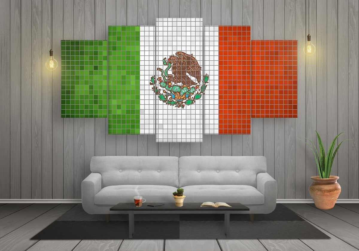 Mexico Mosaics Flag – Abstract Canvas Wall Art