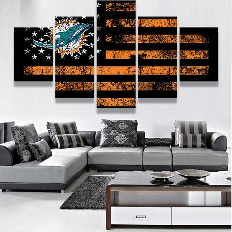 Miami Dolphins Usa Flag – Abstract Canvas Wall Art
