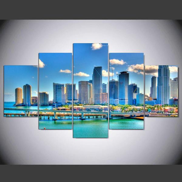 Miami Florida Cityscape Downtown – Nature Canvas Wall Art