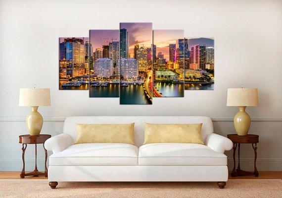 Miami Florida Miami Skyline Miami – Nature Canvas Wall Art