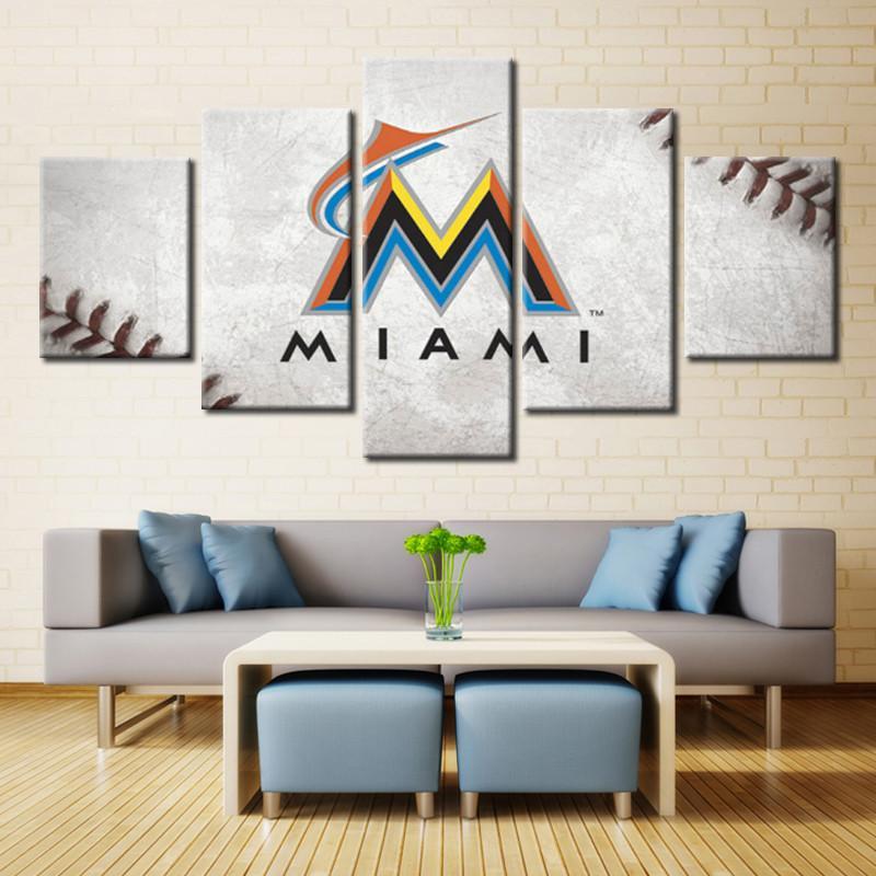 Miami Marlins Sports Team Baseball Sport Canvas Wall Art