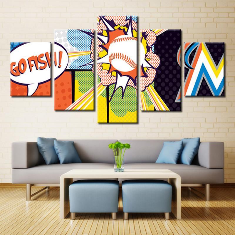 Miami Marlins Sports Team Pop Art – Sport Canvas Wall Art