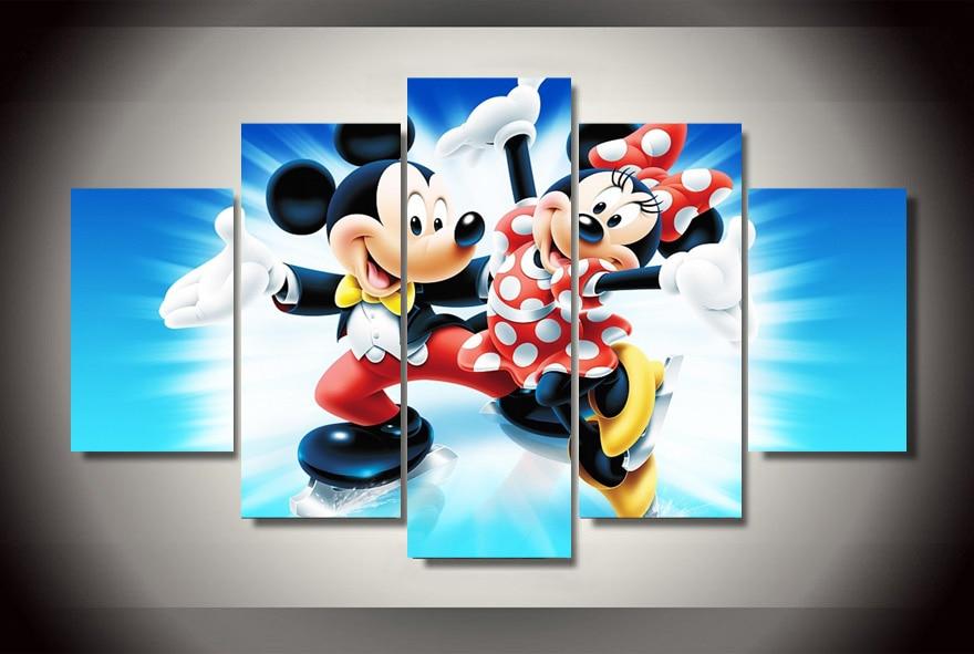 Mickey Mouse Mickey Dancing Wih Winnie Cartoon – Canvas Wall Art