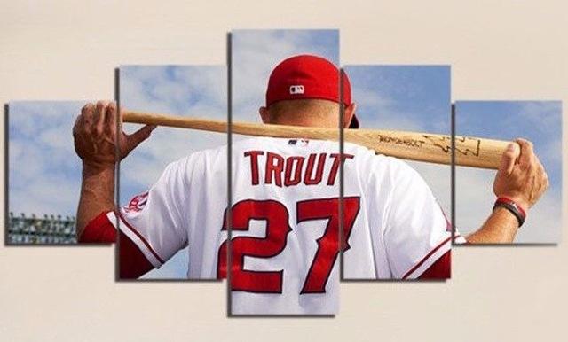 Mike Trout 27 Of Los Angeles Angels Team Baseball – Canvas Wall Art