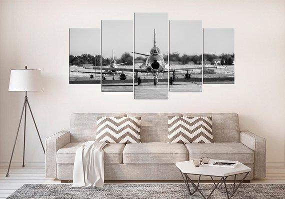 Military Aircraft Black &Amp; White – Airplane Canvas Wall Art