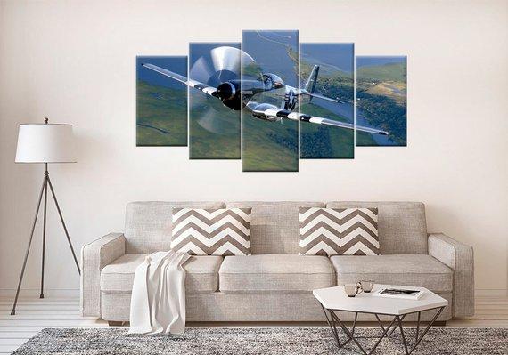 Military Aircraft P 51 – Airplane Canvas Wall Art