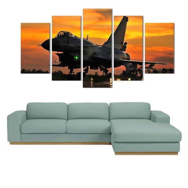 Military Jet Aviation Plane Sunset 03 – Aircraft Canvas Wall Art