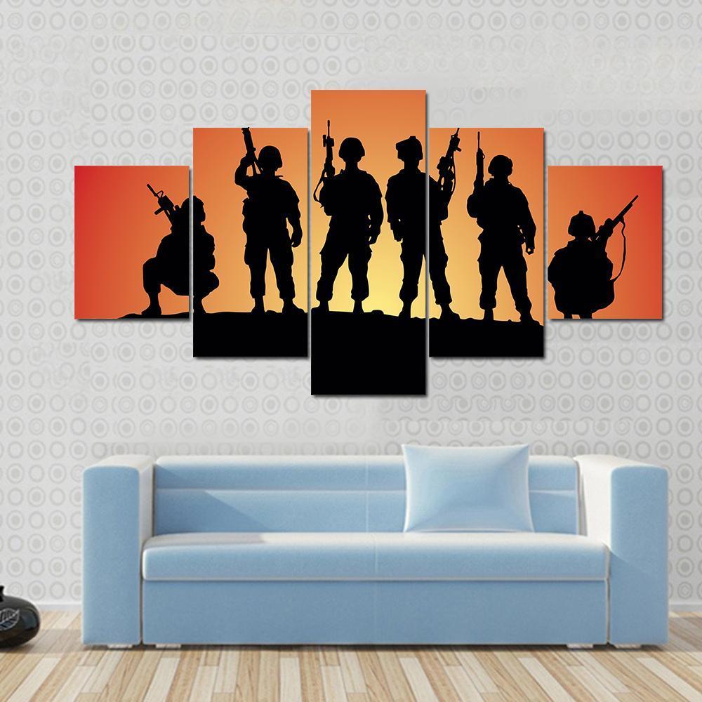 Military Soldiers Silhouettes – Army Canvas Wall Art