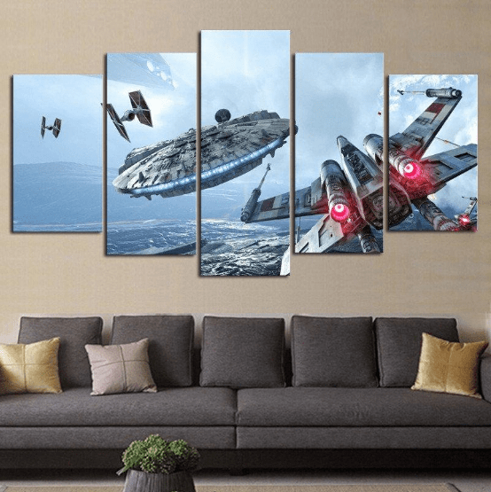 Millennium Falcon X-Wing Star Wars Movie Canvas Wall Art