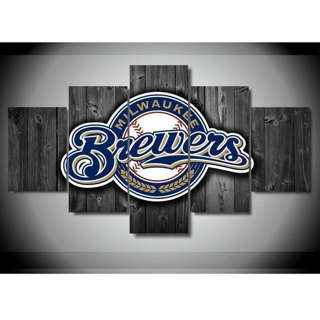 Milwaukee Brewers Sports Team Logo Baseball – Canvas Wall Art