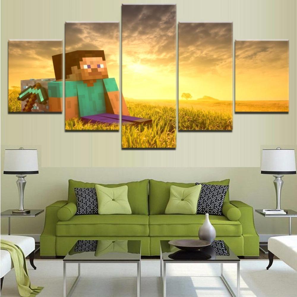 Minecraft Stunning Sunset Gaming Canvas Wall Art