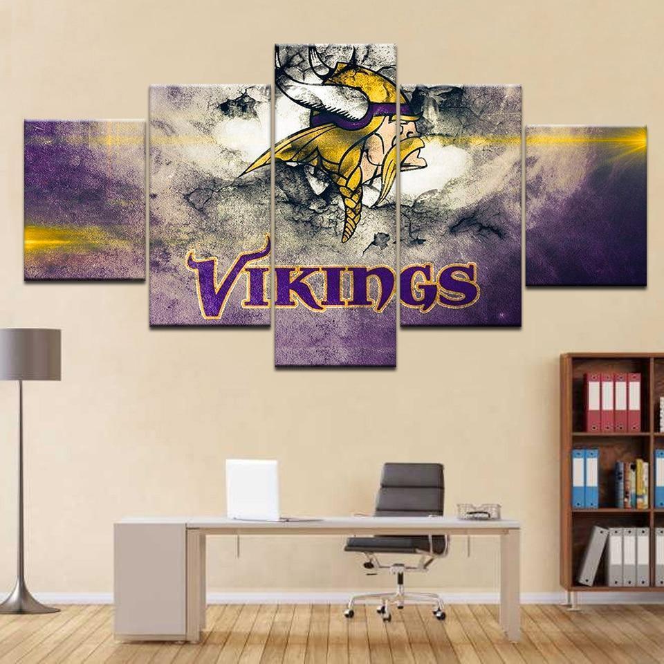 Minnesota Vikings Logo Football – Canvas Wall Art