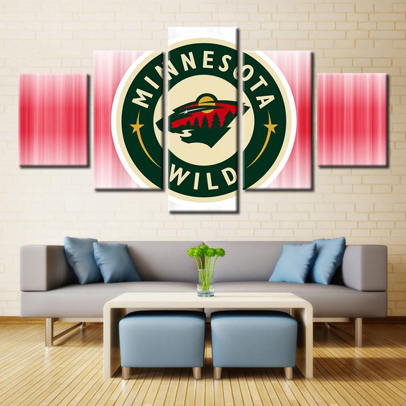 Minnesota Wild Ice Hockey Logo Red Sport Canvas Wall Art