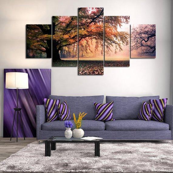 Misty Fall Walk – Nature Canvas Wall Art