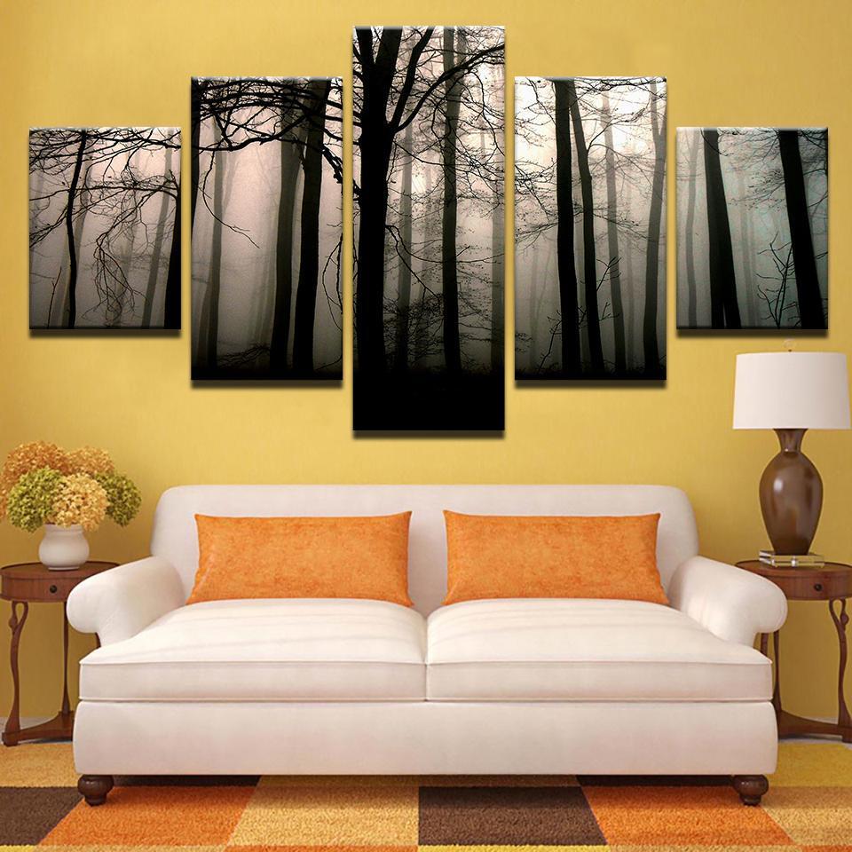 Misty Forest Trees – Nature Canvas Wall Art