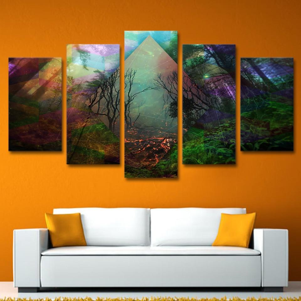 Misty Forest&Amp;Fire – Nature Canvas Wall Art