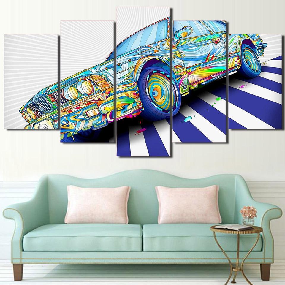 Modern Psychedelic Car Abstract – Automative Canvas Wall Art