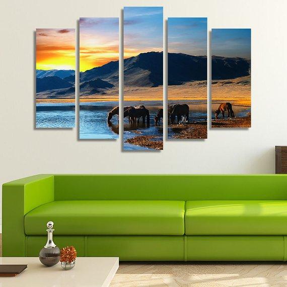 Mongolian Wilderness At Sunrise – Animal Canvas Wall Art