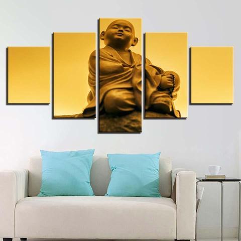 Monk Meditation Gold – Religion Canvas Wall Art