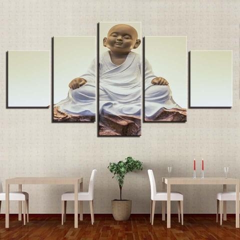 Monk Meditation White – Religion Canvas Wall Art