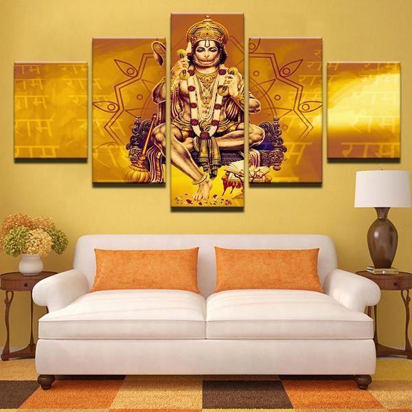 Monkey Lord Hanuman Shri Ram Abstract Religion Canvas Wall Art