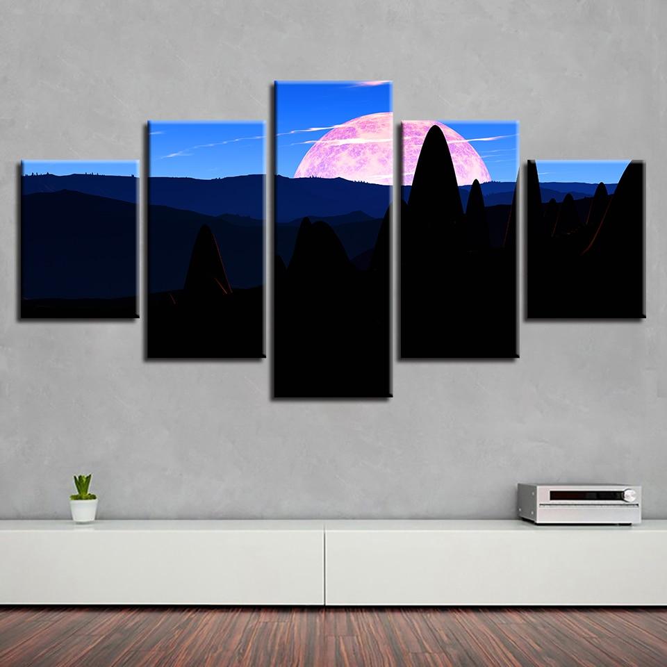 Moon And Mountain – Nature Canvas Wall Art